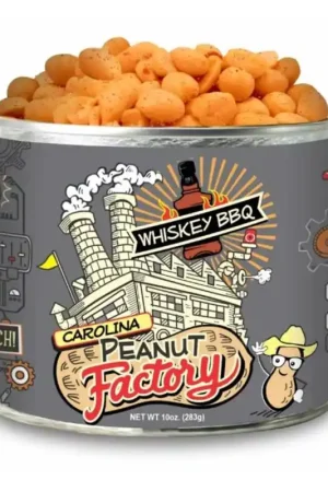 1 in 6 Snacks Carolina Peanut Factory Whiskey BBQ Peanuts 10 oz Can, Pack of 6 Special Discount