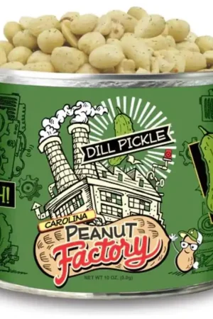 1 in 6 Snacks Carolina Peanut Factory Dill Pickle Peanuts 10 oz Can Buy Direct