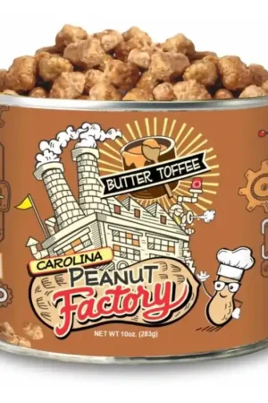 1 in 6 Snacks Carolina Peanut Factory Butter Toffee Peanuts 10 oz Can, Pack of 6 Latest