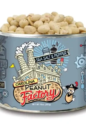 1 in 6 Snacks Carolina Peanut Factory Sea Salt & Pepper Peanuts 10 oz Can, Pack of 6 Holiday Sale