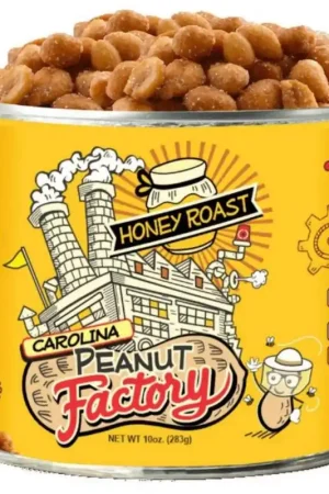1 in 6 Snacks Carolina Peanut Factory Honey Roasted Peanuts 10 oz Can, Pack of 6 Buy Online