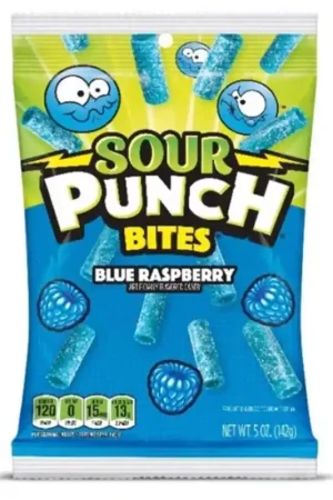Time-Limited Sour Punch Blue Raspberry Candy Bites 5 oz, Pack of 12