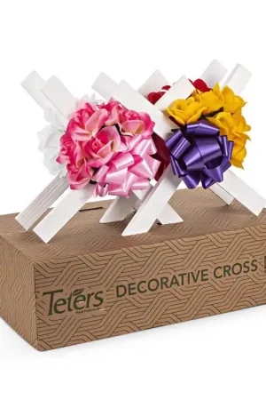 Teters Cross with Bouquet Cemetery Grave Decor Wood 1 pk, Pack of 8 Weekend Sale