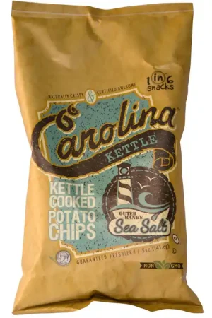 1 in 6 Snacks Carolina Outer Banks Sea Salt Potato Chips 5 oz Bagged, Pack of 14 Fan Favorite