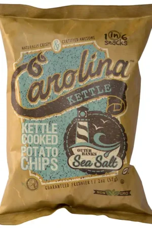 1 in 6 Snacks Carolina Outer Banks Sea Salt Potato Chips 2 oz Bagged, Pack of 20 Fast Shipping