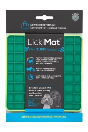 LickiMat Mini Tuff Playdate Green Plastic Slow Feeder For Dogs Price Drop