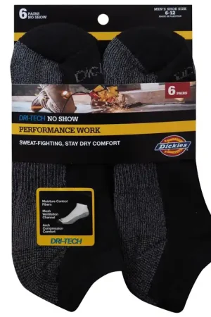 Best Price Dickies Dri-Tech Men's 6-12 No-Show Socks Black, Pack of 2