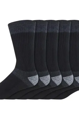 Dickies Men's Dri-Tech 6-12 Cushion Crew Socks Black, Pack of 2 Reduced Price