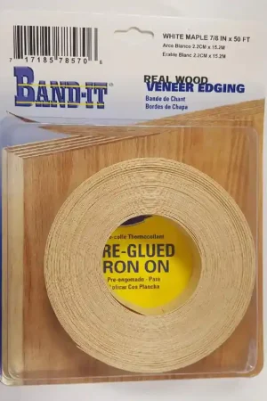 Next Day Delivery Band-It .030 in. X 7/8 in. W X 50 ft. L White Maple Real Wood Veneer Edging #2/BTR Premium Grade