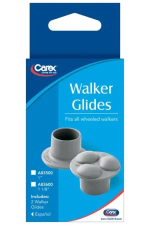 Carex Health Brands Gray Walker Glides Plastic 1.25 in. H X 2 in. L Certified