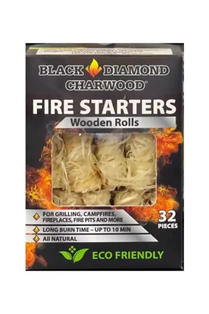 Black Diamond Charwood Hardwood Fire Starter 10 min 32 Rolls Crafted