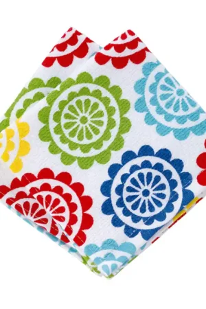 T-Fal Multicolored Cotton Medallion Dish Cloth 2 pk, Pack of 3 Clearance