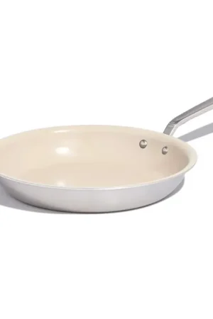 Made In Cookware Ceramic/Stainless Steel Fry Pan 12 in. Silver/White Brand New