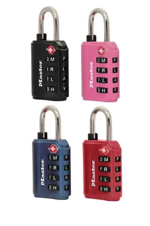 Express Delivery Master Lock 1-5/32 in. H X 1 3/8 in. W Steel 4-Dial Combination Luggage Lock