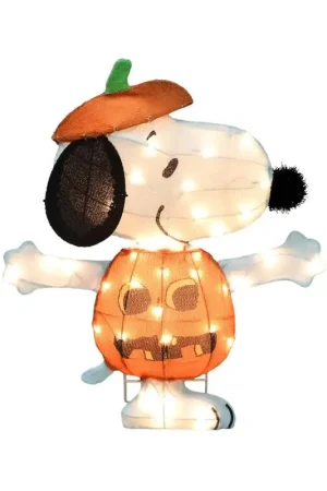 Peanuts 24 in. Prelit Snoopy in Jack-O-Lantern Yard Decor Save Now